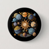 Zonnestelsel Grafisch Ontwerp Ronde Button 5,7 Cm (Voorkant)