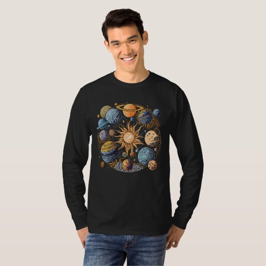 Zonnestelsel illustratie t-shirt (Voorkant volledig)