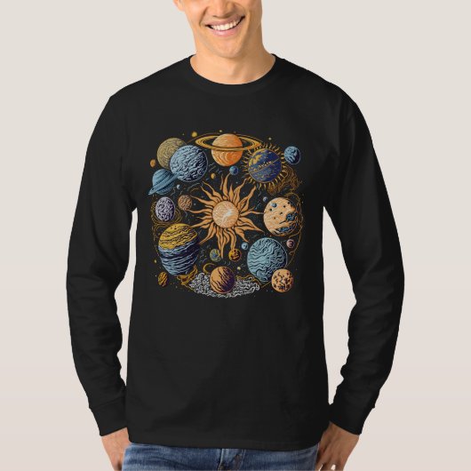 Zonnestelsel illustratie t-shirt (Voorkant)