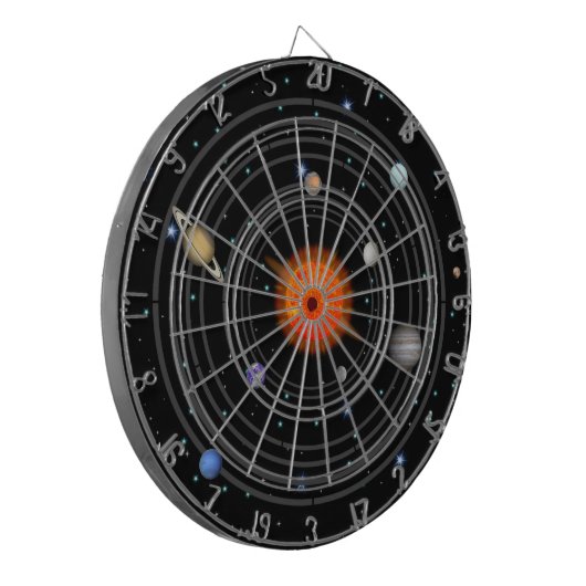 Zonnestelsel in het stuurruimtestdartboard dartbord (Voorkant Links)