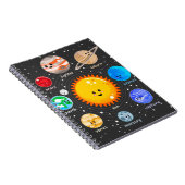 Zonnestelsel Kawaii happy planets sterren Notitieboek (Rechterzijde)