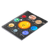 Zonnestelsel Kawaii happy planets sterren Notitieboek (Linkerzijde)