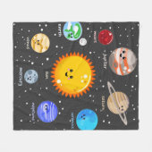 Zonnestelsel kawaii illustratie zon en planeten fleece deken (Voorkant (Horizontaal))