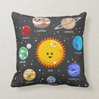 Zonnestelsel kawaii illustratie zon en planeten