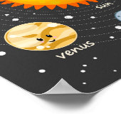 Zonnestelsel kawaii illustratie zon en planeten poster (Hoek)