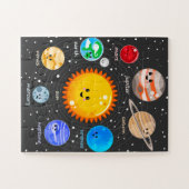 Zonnestelsel Kawaii schattige planeten educatieve  Legpuzzel (Horizontaal)