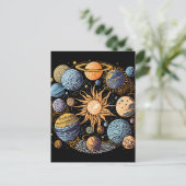 Zonnestelsel kunst briefkaart (Staand voorkant)