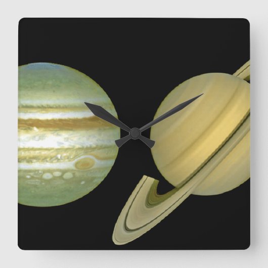 Zonnestelsel ~ Lang Uitzicht Vierkante Klok (Voorkant)