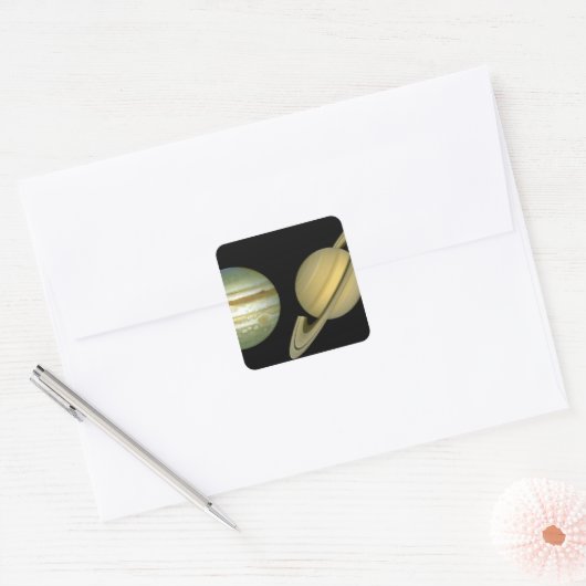 Zonnestelsel ~ Lang Uitzicht Vierkante Sticker (Envelop)