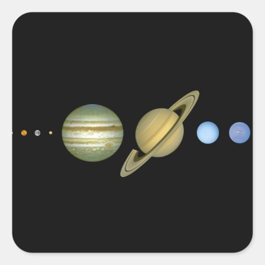 Zonnestelsel ~ Lang Uitzicht Vierkante Sticker (Voorkant)
