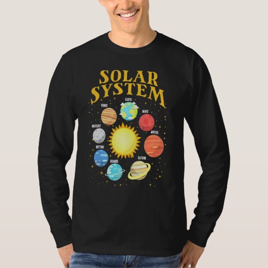 zonnestelsel met planeten wetenschap ruimte planee t-shirt (Voorkant)