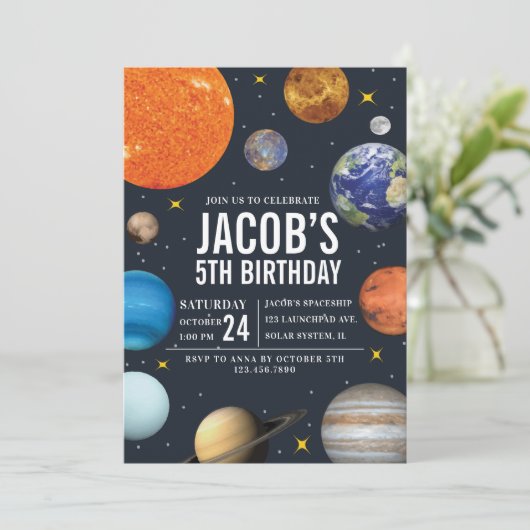 Zonnestelsel met ruimtethema op zaterdag kaart (Staand voorkant)