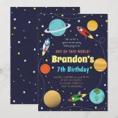 Zonnestelsel met ruimtethema op zaterdag kaart (Voorkant / Achterkant)