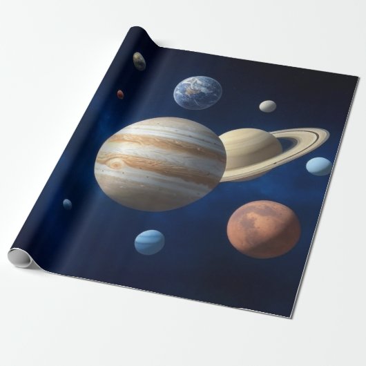 Zonnestelsel Montage Cadeaupapier (Uitgerold)