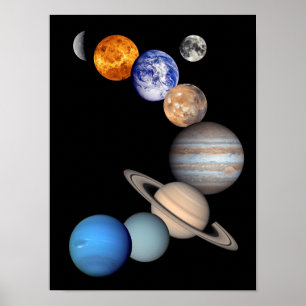 Zonnestelsel Montage JPL Planeet Foto's Poster
