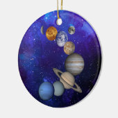 Zonnestelsel- Onze planeten op Deep Blue Starry Sk Keramisch Ornament (Links)