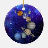 Zonnestelsel- Onze planeten op Deep Blue Starry Sk Keramisch Ornament (Achterkant)