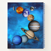 Zonnestelsel- Onze planeten op Deep Blue Starry Sk Notitieboek (Achterkant)