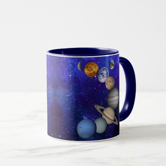 Zonnestelsel - Onze planeten op een Deep Blue Sky Mok (Voorkant rechts)