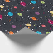 Zonnestelsel op zwart cadeaupapier (Hoek)