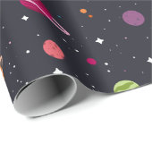 Zonnestelsel op zwart cadeaupapier (Rol Hoek)