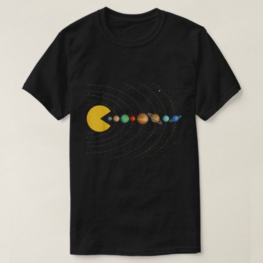 Zonnestelsel Pacman | Space Gaming Graphic T-shirt (Design voorkant)