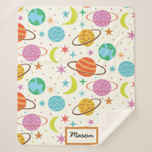 Zonnestelsel Planeet Outer Space Baby gepersonalis Sherpa Deken