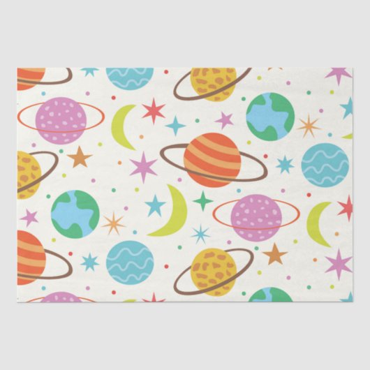 Zonnestelsel Planeet Outer Space Patroon Tissuepapier (Voorkant)