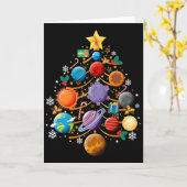 Zonnestelsel Planeten Kerstboom Astronomie Kerstmi Kaart (Gele Bloem)
