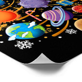 Zonnestelsel Planeten Kerstboom Astronomie Kerstmi Poster (Hoek)