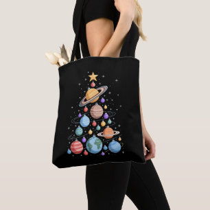 Zonnestelsel Planeten Kerstboom Ruimte Vakantie Tote Bag