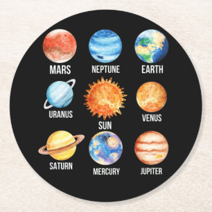 zonnestelsel Planeten Science Earth Ronde Kartonnen Onderzetter