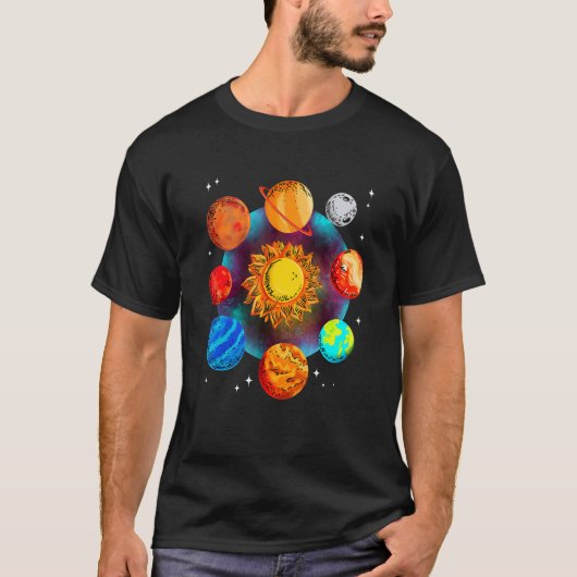 zonnestelsel Planeten Wetenschap Ruimtevaarten Mei T-shirt (Voorkant)