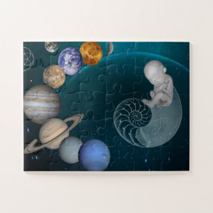 Zonnestelsel, ruimte kinderkamer, educatieve legpu legpuzzel
