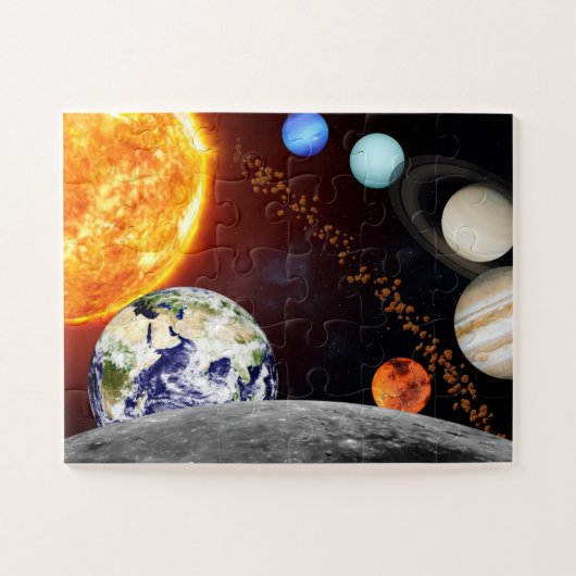 Zonnestelsel, ruimte kinderkamer, educatieve puzze legpuzzel (Horizontaal)
