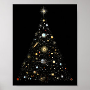 Zonnestelsel ruimte planeten kerstboom lichten P Poster