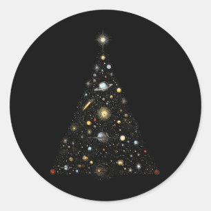 Zonnestelsel ruimte planeten kerstboom lichten P Ronde Sticker