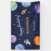 Zonnestelsel Ruimte Verjaardag Waterverf Welkom Spandoek (Verticaal)