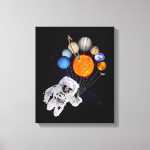 Zonnestelsel Sun Planets Astronaut Milky Way Canvas Afdruk
