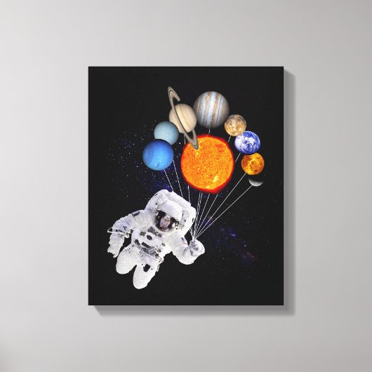 Zonnestelsel Sun Planets Astronaut Milky Way Canvas Afdruk (Voorkant)