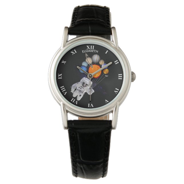 Zonnestelsel Sun Planets Astronaut Milky Way Horloge (Voorkant)