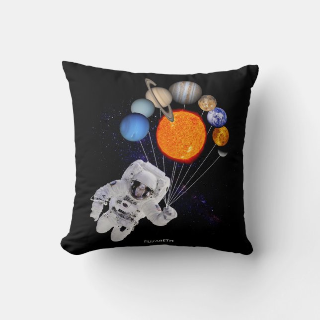 Zonnestelsel Sun Planets Astronaut Milky Way Kussen (Voorkant)