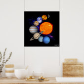 Zonnestelsel Sun Planets Milky Way Galaxy Science Poster (Keuken)