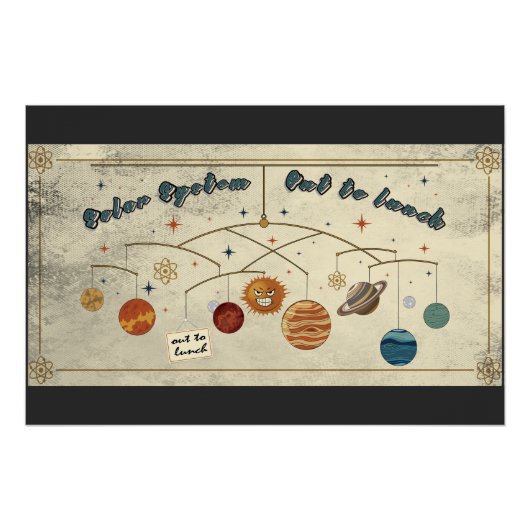 Zonnestelsel Uit Lunchen Retro Ruimte Design Perfect Poster (Voorkant)