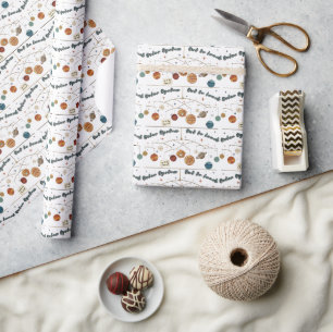 Zonnestelsel Uit Lunchen Retro Ruimtepatroon Cadeaupapier