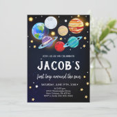 Zonnestelsel verjaardag, ruimte, planeten verjaard kaart (Staand voorkant)