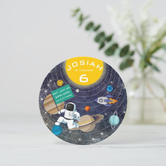 Zonnestelsel Verjaardagsfeestuitnodiging Kaart (Staand voorkant)
