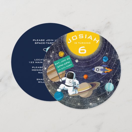 Zonnestelsel Verjaardagsfeestuitnodiging Kaart (Voorkant / Achterkant)