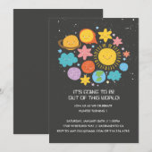 Zonnestelsel verjaardagsuitnodiging kaart (Voorkant / Achterkant)