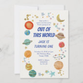 Zonnestelsel Waterverf BIrthday Party Invitation Kaart (Voorkant)
